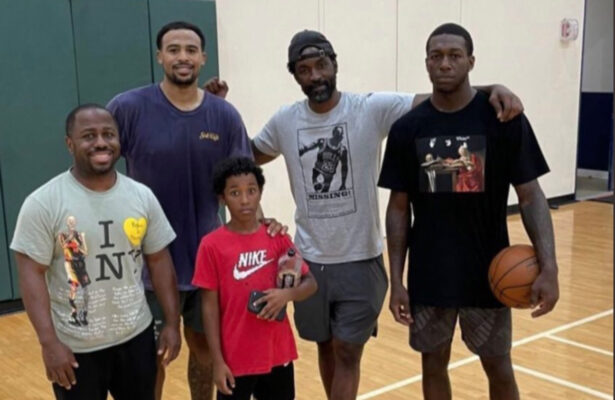 Lakers guards Kendrick Nunn and Talen Horton-Tucker seen training with former NBA sharpshooter